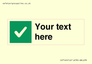 Custom plain background, green square with tick sign